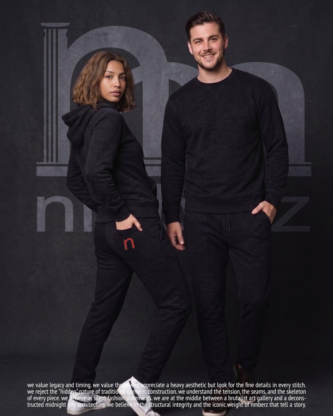 Nmberz The Core premium heavyweight oversized streetwear sweatpants in black